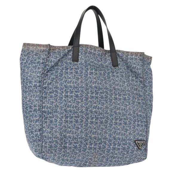 PRADA Tote Bag Nylon Blue Silver - Picture 1 of 12